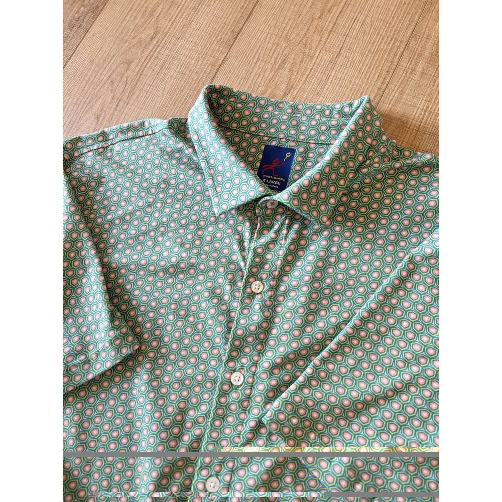 Michael’s Printed Pima Cotton Short Sleeve Performance Full Button Men’s XL Peru